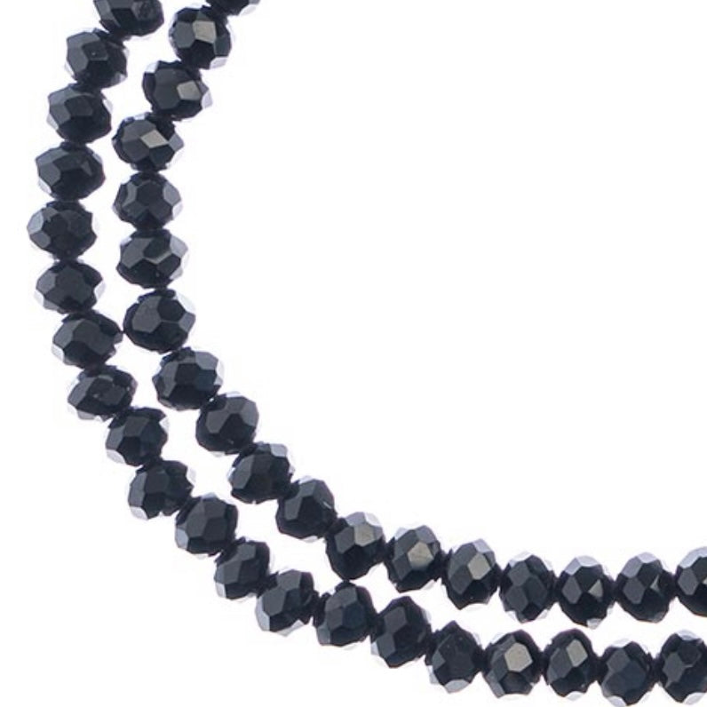 Crystal Lane Rondelle 2 Strand 7in (apx110pcs) 3x4mm Opaque Black