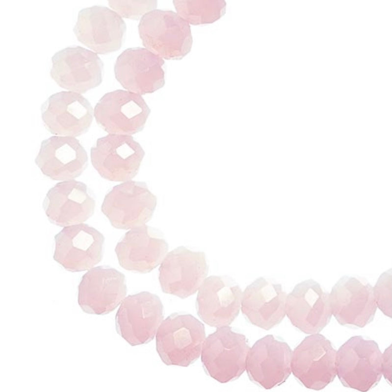 Crystal Lane Rondelle 2 Strand 7in (apx78pcs) 4x6mm Opaque Pink