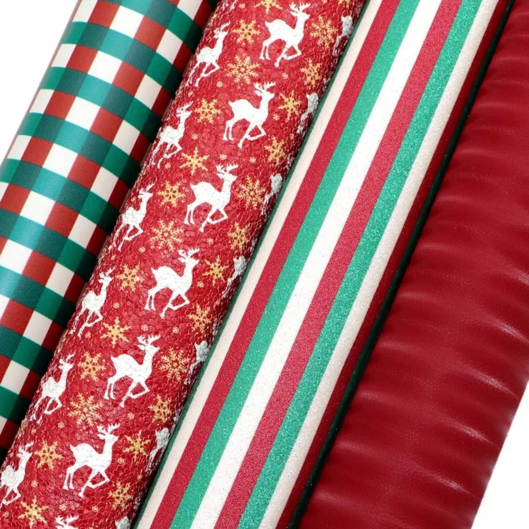 Christmas Set of 4 Vinyl Backing Material 8*12 Inches each - Traditional Colours