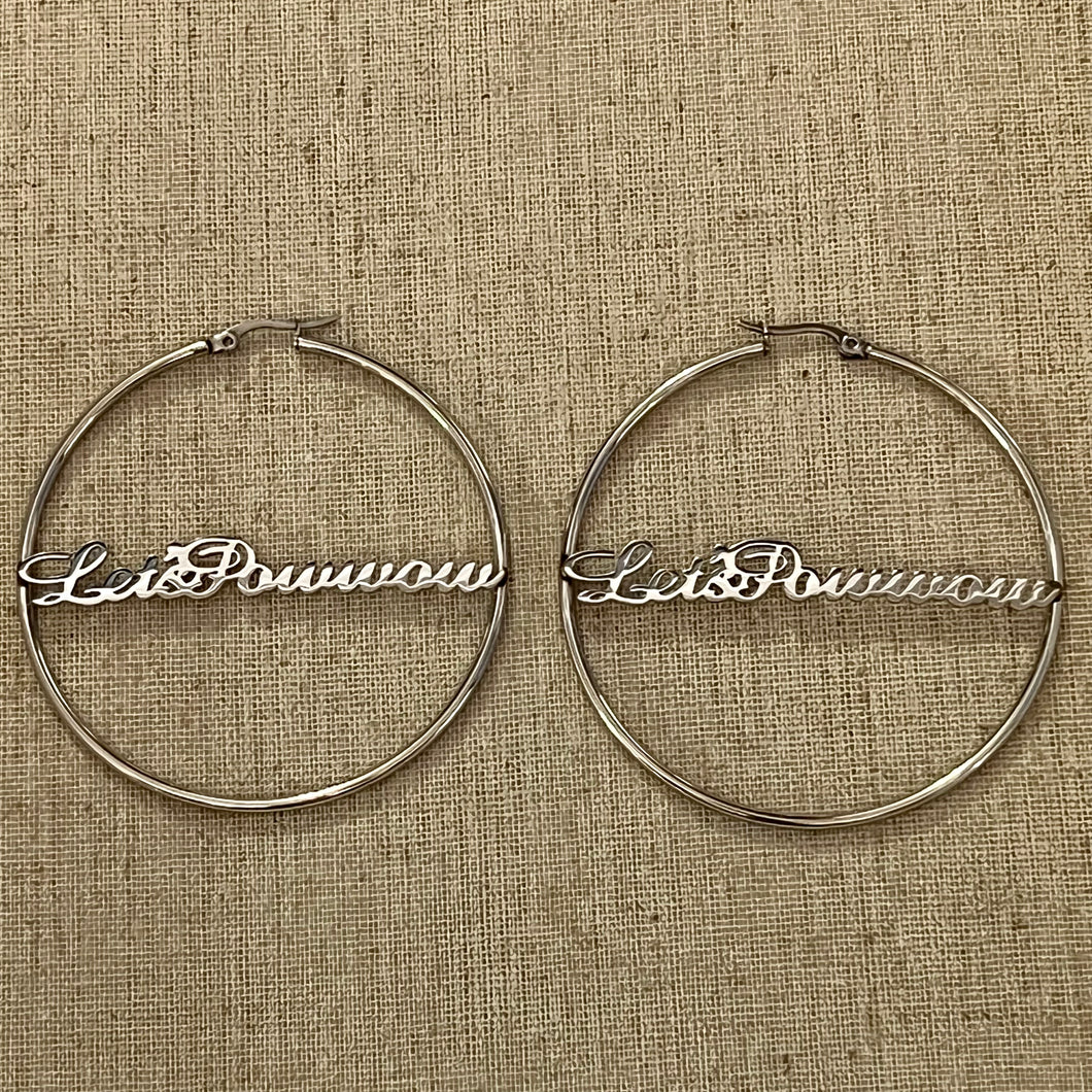 Let's Powwow 60mm Hoop Earrings, Sold in Pairs, Silver Colour