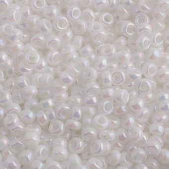11/0 Miyuki Seed Beads White Pearl AB, 22g Bag
