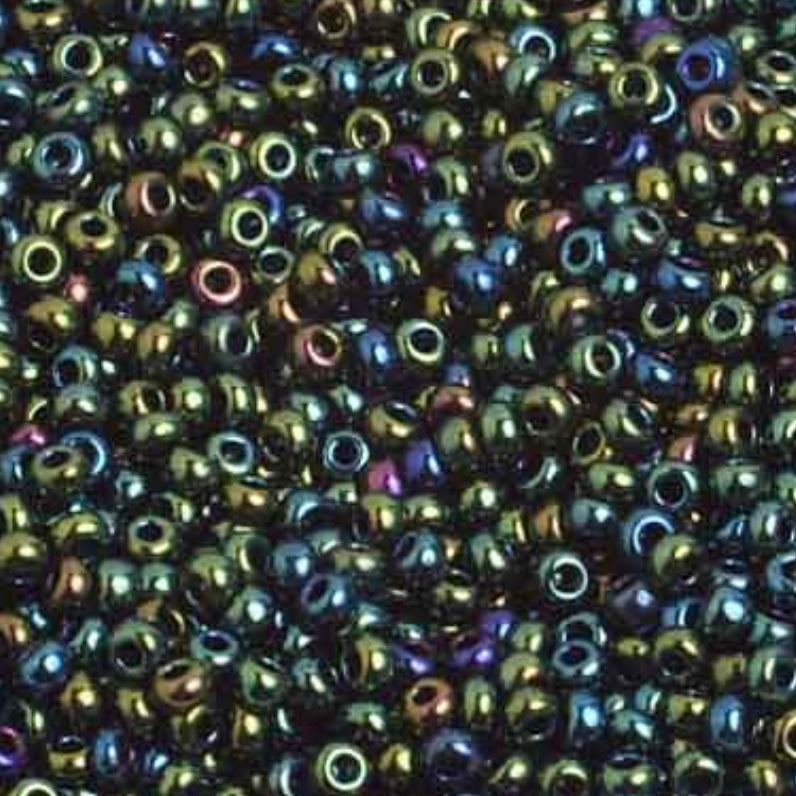 10/0 Preciosa Seed Beads Opaque Iris Green