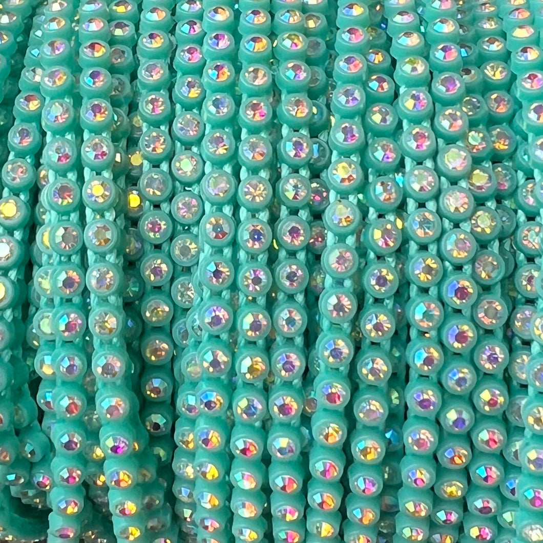 1 Yard SS6 Plastic Rhinestone Crystal AB Banding * See other colour options