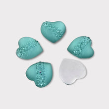 Load image into Gallery viewer, 20mm Resin Heart with Gem Print, Glue on, Flat back, Sold in Pairs
