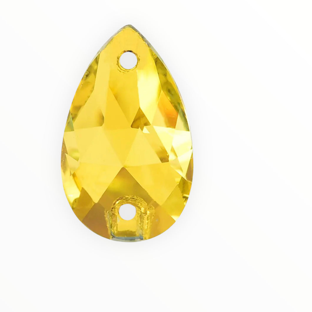 17*28mm Light Topaz Tear Drop AAAAA Glass Crystal, Sew On Gems, Sold in Pairs