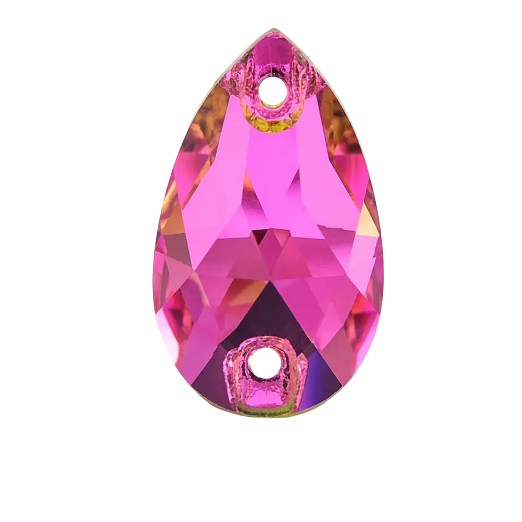 17*28mm Rose Tear Drop AAAAA Glass Crystal, Sew On Gems, Sold in Pairs