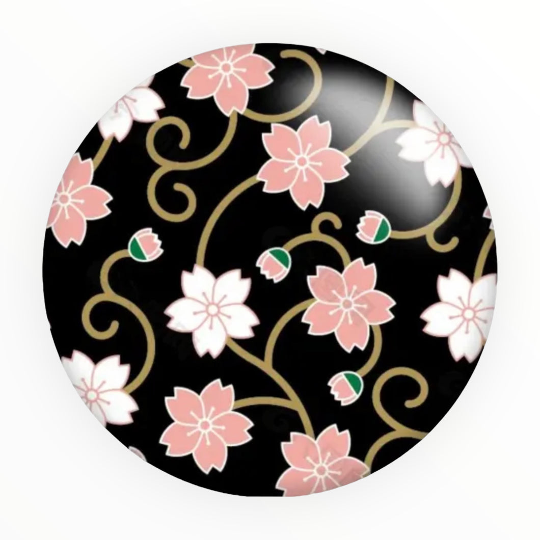 20mm Pink & White Floral Background image in Glass, Glue on, Glass Gem, Sold in Pairs