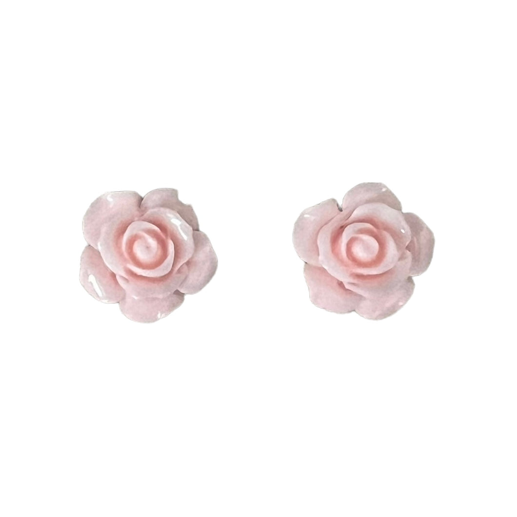 15mm Light Rose Cabochons, Resin, Sold in Pairs