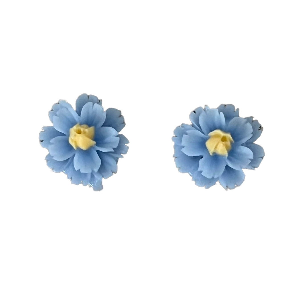12mm Blue & Yellow Rose Cabochons, Resin, Sold in Pairs