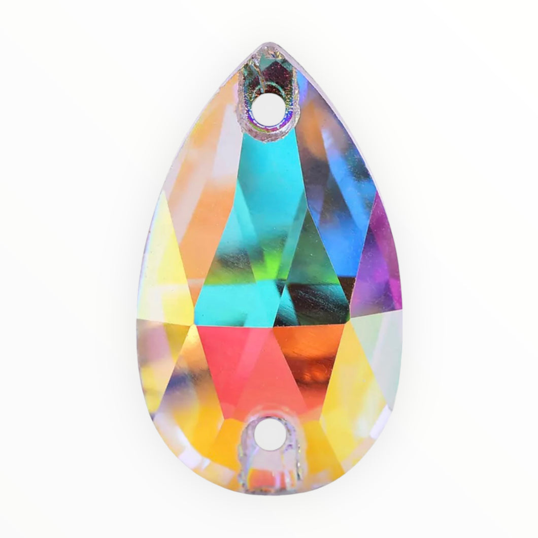17*28mm Crystal AB Tear Drop AAAAA Glass Crystal, Sew On Gems, Sold in Pairs