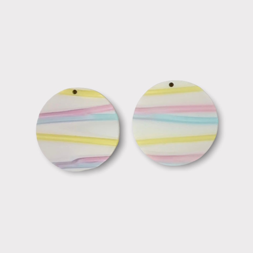Pastel Marble Acrylic Cabs, One Hole Sew On, Sold in Pairs, See Dropdown for other patterns