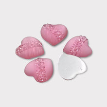 Load image into Gallery viewer, 20mm Resin Heart with Gem Print, Glue on, Flat back, Sold in Pairs
