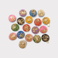 Load image into Gallery viewer, 12mm Round Gold Foil Filled Facet Cabochons, See Other Colours
