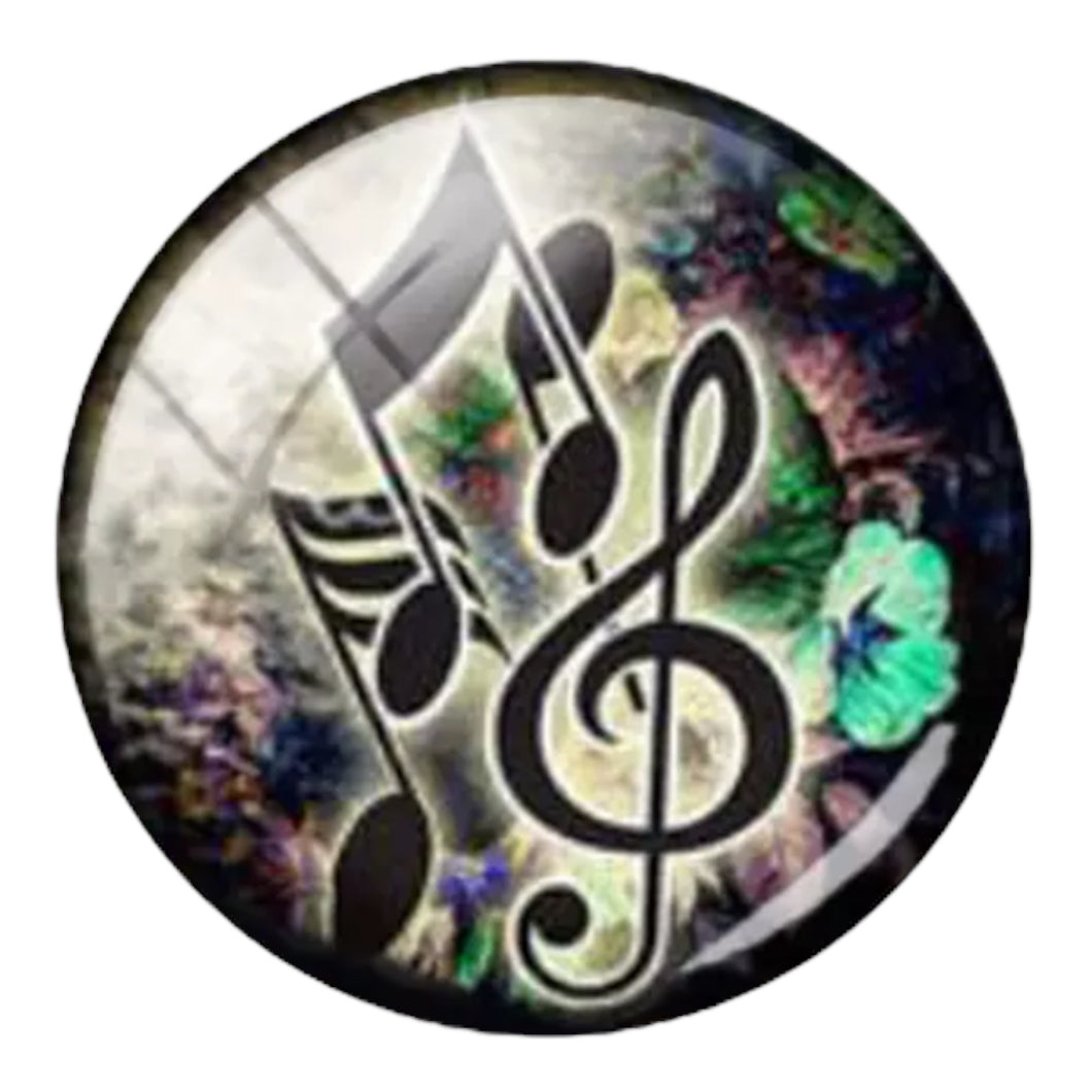 20mm Music Note  with Background image in Glass, Glue on, Glass Gem