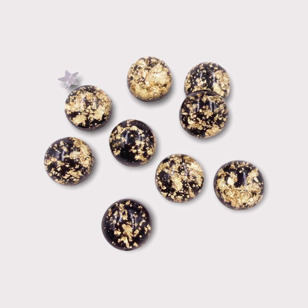 16mm Gold Foil filled Round Resin Cabochon
