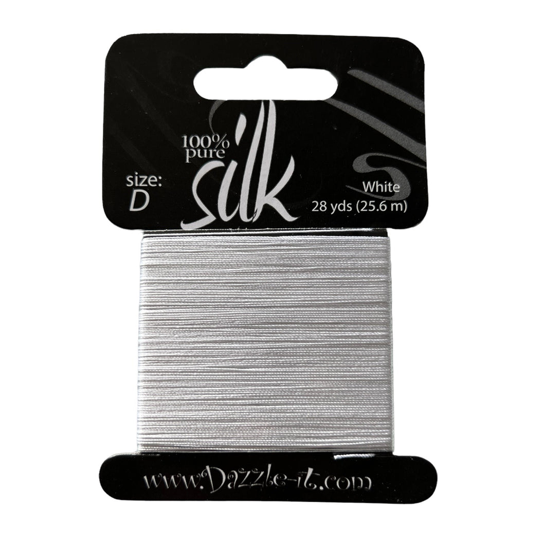 Silk Bead Thread D (5.9lbs) White 28yds