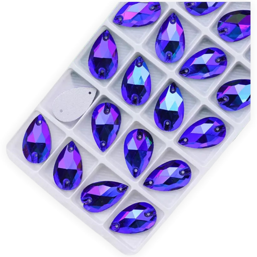 11*18mm Fancy Glass AB, Tear Drop Glass Crystal, Sew On Gems,See other Colours