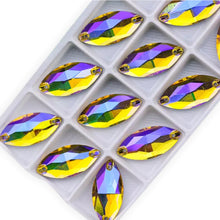 Load image into Gallery viewer, 9*18mm Fancy Glass Sew on Navette/Horseye ** Other Colours Available**
