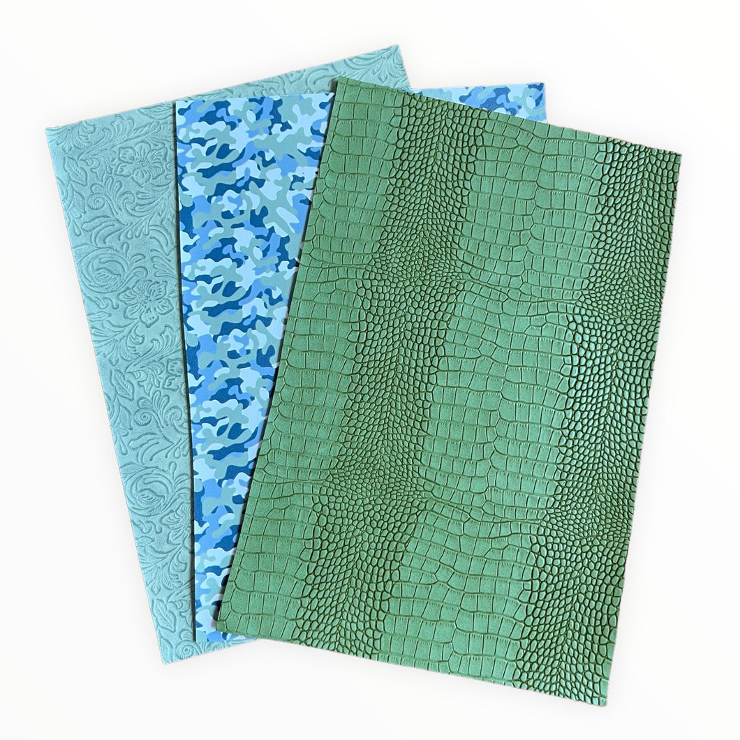 Camo Set of 3 Vinyl Backing Material 8*12 Inches Each Sheet