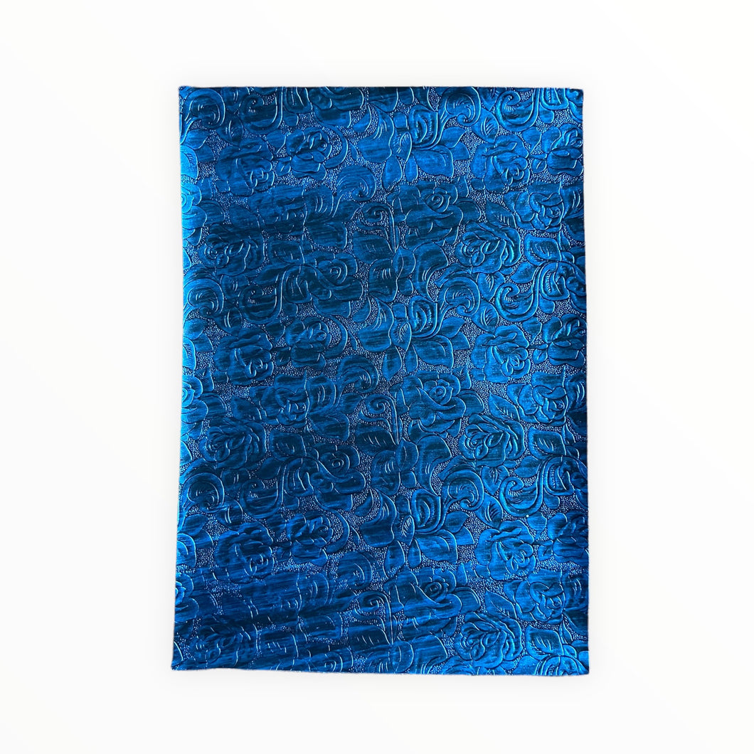 Blue Metallic Floral Vinyl Backing Material 8.5*12 Inches