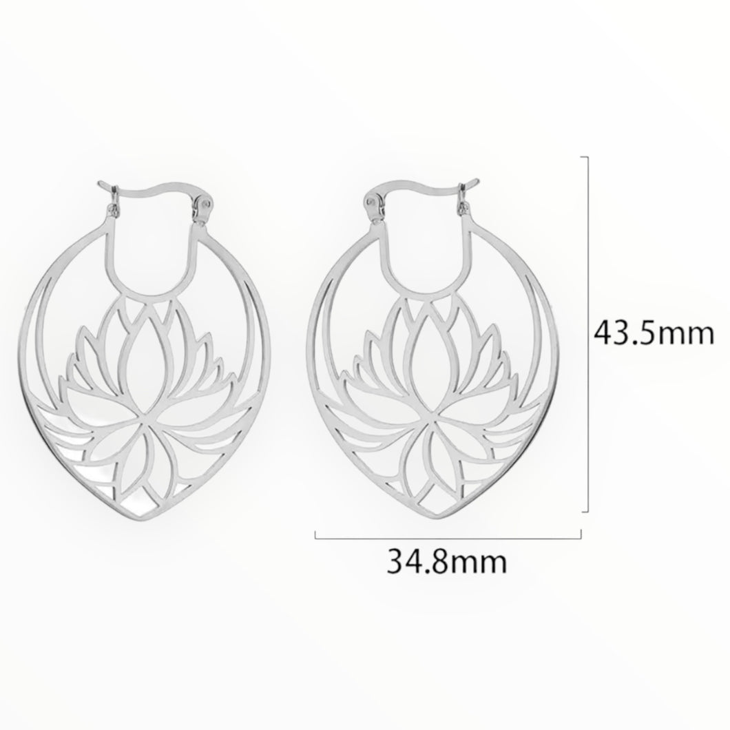 Stainless Steel earring with Lotus Flower, see dropdown for colours