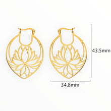 Load image into Gallery viewer, Stainless Steel earring with Lotus Flower, see dropdown for colours
