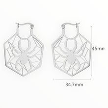 Load image into Gallery viewer, Stainless Steel Earrings with Spider in web, see dropdown for colours
