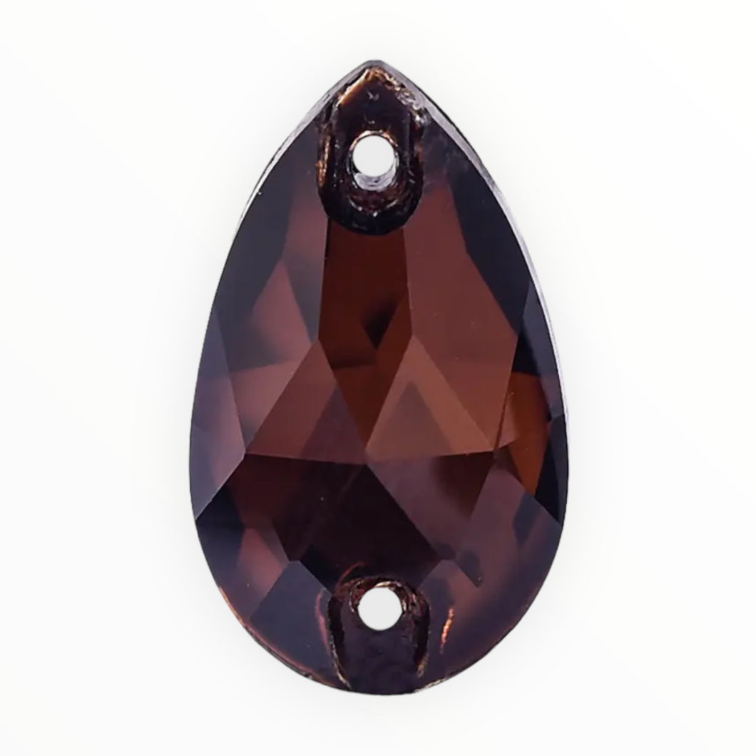 17*28mm Smoked Topaz Tear Drop AAAAA Glass Crystal, Sew On Gems, Sold in Pairs