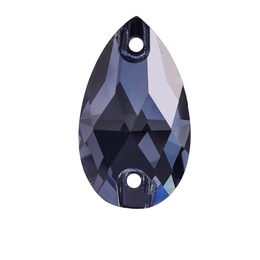 17*28mm Montana Tear Drop AAAAA Glass Crystal, Sew On Gems, Sold in Pairs