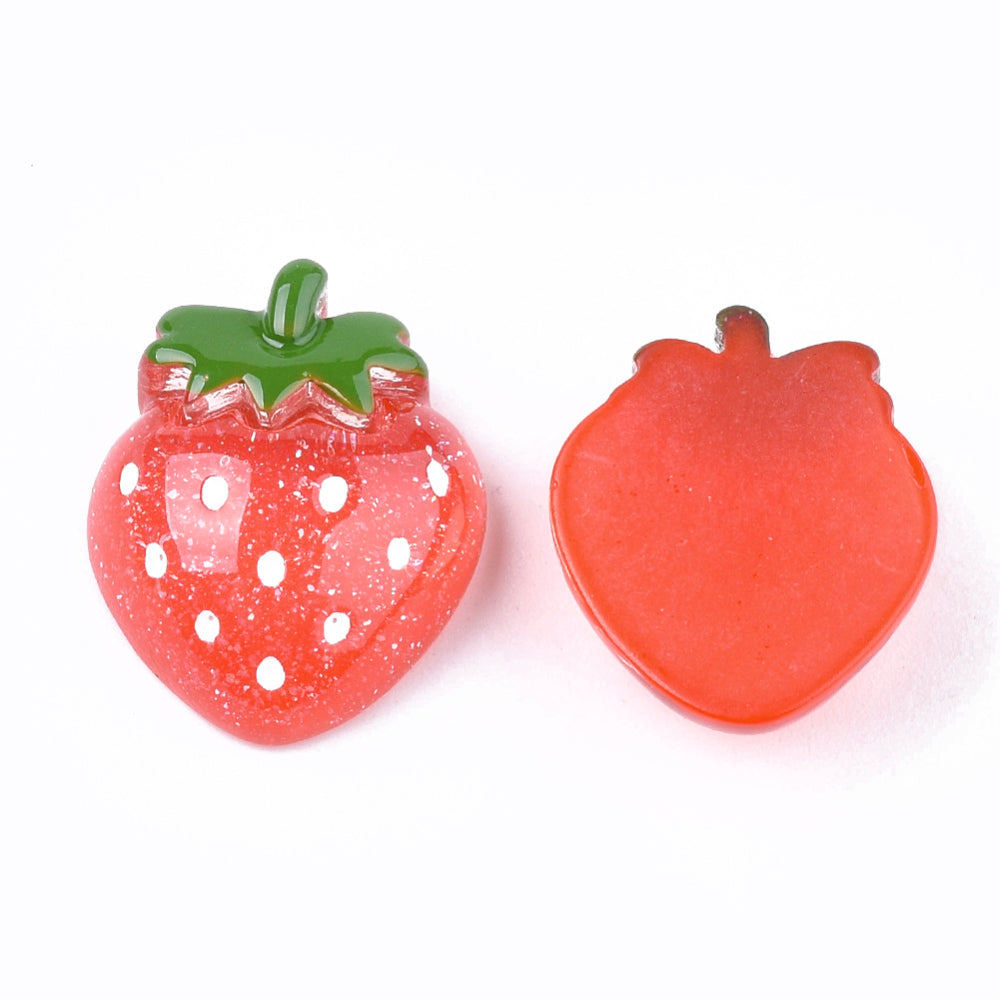 19mm Strawberry Resin Cabs, Sold in Pairs