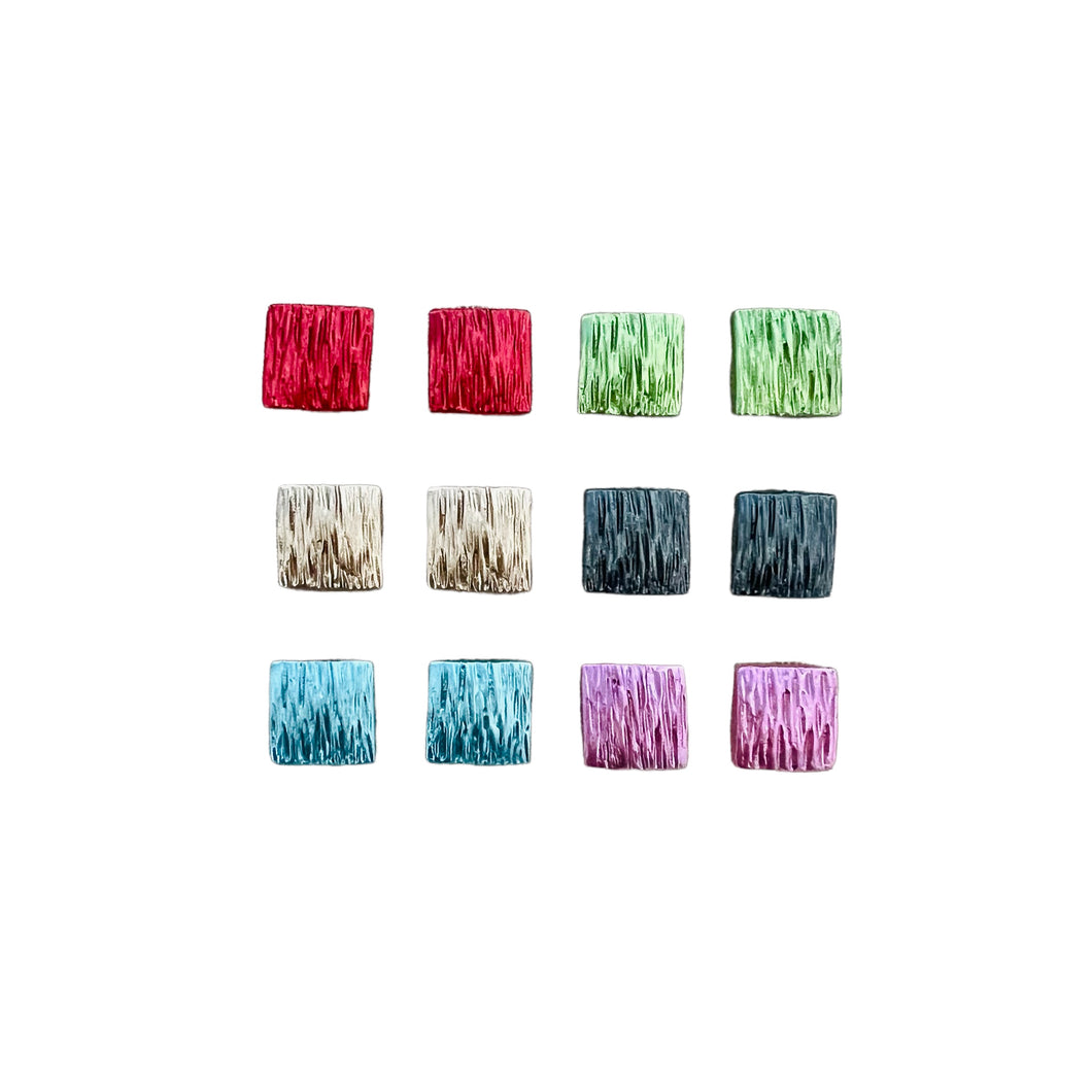 12*12mm Metallic Resin Cabochons, Sold in Pairs, See Dropdown for Colours